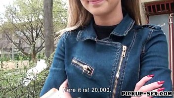 Blonde Czech girl Melanie payed for sex by stranger dude