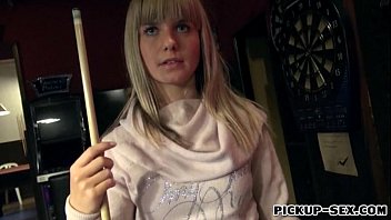 Sexy blonde Eurobabe Mikayla pounded in billiards alley