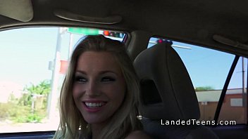 Sexy blonde teen hitchhiker sucks cock