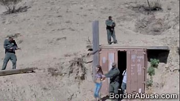 Beautiful slim teen fucks hung officer to cross the border