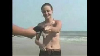 Girl Lost bet had to strip on beach
