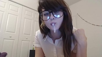 cute teen girl playing with her spit on cam - www.camgirllove.com