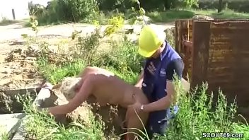 Mom fucks the construction worker when the old man is at work