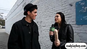Tall guy convinced to toy fucks girl's pussy for cash