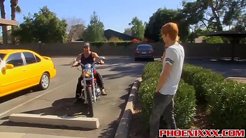 Cute twink Preston Andrews gets banged by a sexy biker