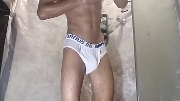 TAKING A BATH IN WHITE UNDERPANTS - YUMMY (SHOWING HALF OF DICK)