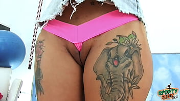 Bubble Butt Tattooed Latina Working Out Cameltoe Pussy and Big Tits