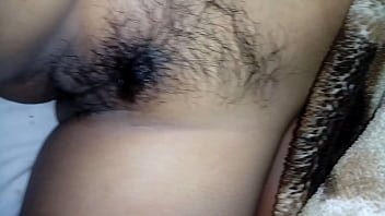 Showing my wife's hairy vagina