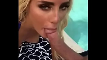 Blonde model fucked poolside