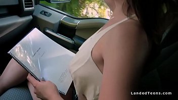 Stranded teen drove in woods and fucked