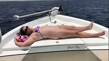 chubby wife in micro bikini gets fucked on boat