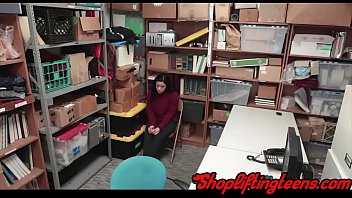 Delinquent teen with big tits riding dick after shoplifting