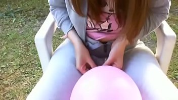Fetish balloons inflated in the garden and I make you excited like a pig