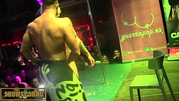 Hot blonde stripper on stage with male partner