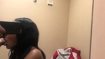 Watch me give him a blowjob in the fitting room