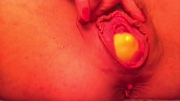 Pussy gush as I inserted objects out of my gushing and pissing cunt