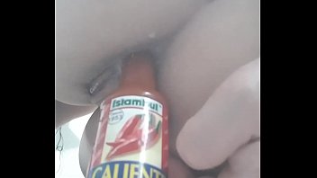 Mimi masturbating and squirting with pepper sauce