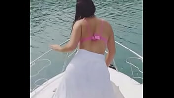 Larissa dancing on the naughty boat