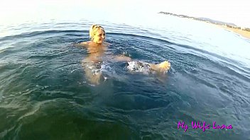 This Italian MILF wants cock at the beach in front of everyone and she sucks and gets fucked while underwater