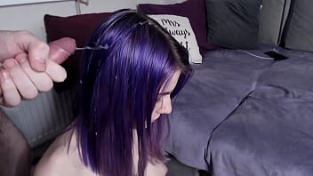 Cum in purple hair