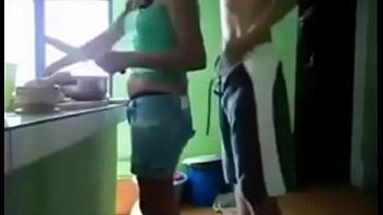 Husband leaves and wife gives it to his friend in the kitchen