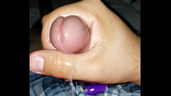 Gay uses cock ring to cum
