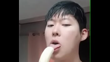 my korean sucking on his favorite fruit