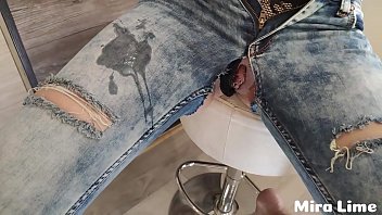 Barmen ripped her jeans and fucked her