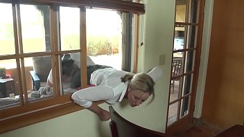 step Mom gets help from being stuck in window