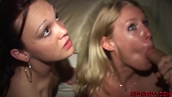 Lusty babes fucked hard at a party before facial cumshot