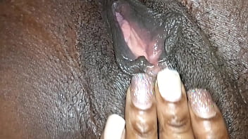 Quickest nut I've ever got. Playing with myself before work. Super wett black pussy