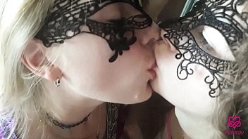 Double swallow blowjob in the mirror