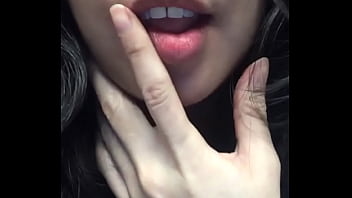Close up lip teasing