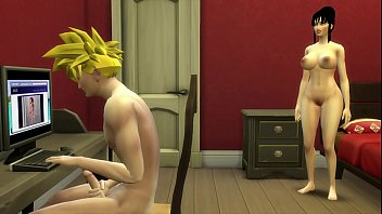 Milk pega seu filho Gohan se masturbando com a mãe fodida na frente de seu marido d.
