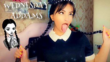 Cosplay Girl wednesday addams Deepthroat - Ahegao - Exxxtra Sloppy Ahegao Deepthroat BJ Wednesday Addams COSPLAY