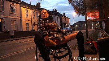 Leah Caprice flashing pussy in public from her wheelchair with handicapped engli