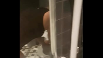 fucked from behind in a public toilet