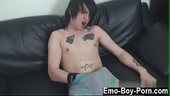 hot emo boy cums all over himself