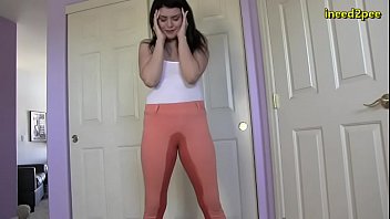 desperate to pee pissing her tight jeans 2020