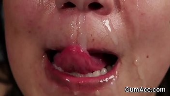 Wicked honey gets cumshot on her face swallowing all the jism