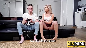 SIS.PORN. Babe is carnal with handsome stepbrother who trades game of the year for sex