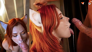 Sexy Fox Dildo Play and Swallows Huge Cock - Facial
