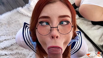 Horny girl in Sailor Moon Cosplay Passionately Deep Sucks Cock to Cum On Face