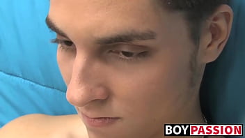 Barely legal twink Rany jerks off big cock solo for cumshot