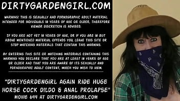 Dirtygardengirl again ride huge cock dildo & anal prolapse