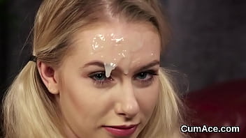 Wicked doll gets cumshot on her face swallowing all the cum