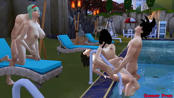 दूध माँ और पत्नी Epi 4 पूल Bulma और Chichi सुंदर पत्नियों में नंगा नाच उनके बच्चों को साझा करते हैं और एक नंगा नाच वे उसे कुछ हेनतई की तरह पिछवाड़े में बकवास