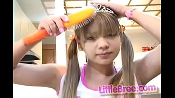 Little Bree brushers her hair and then shows you her tiny pussy