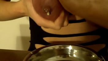MILKING! Horny wife SQUEEZES HARD her tits and SWALLOW IT ALL!