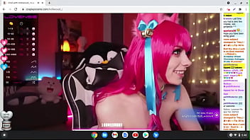 pink hair cosplay liberal fox shows perky big tits